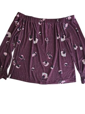 Maurices Plum Off-Shoulder Floral Peasant Blouse XL